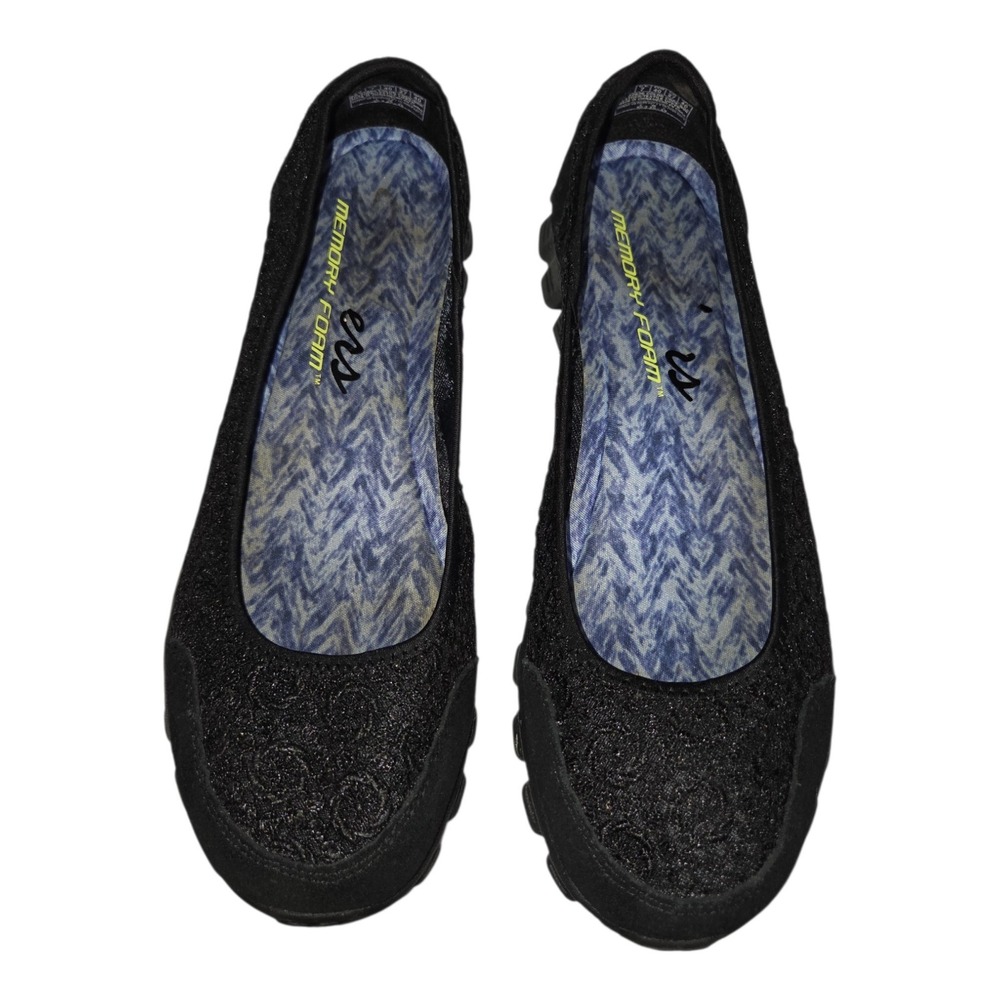 Skechers Flat Womens 10 Black EZ Flex 2 Flighty Lace Memory Foam 22836 Walking